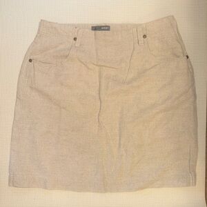 Beige Linen-Blend Mini Skirt with Front Pockets